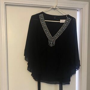 White House Black Market Black Beaded Blouse